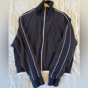 Athleta Brooklyn Track Bomber black white jacket Size S